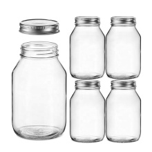 Mason Jars wide mouth clear 32 oz Glass Jars with Silver Metal Lids for Food Storage Canning honey